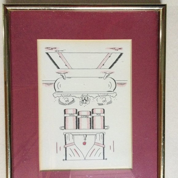 Framed funny print O.K. NOGGINS by JAN 1990 PASS-TIME Creations - Picture 3 of 4